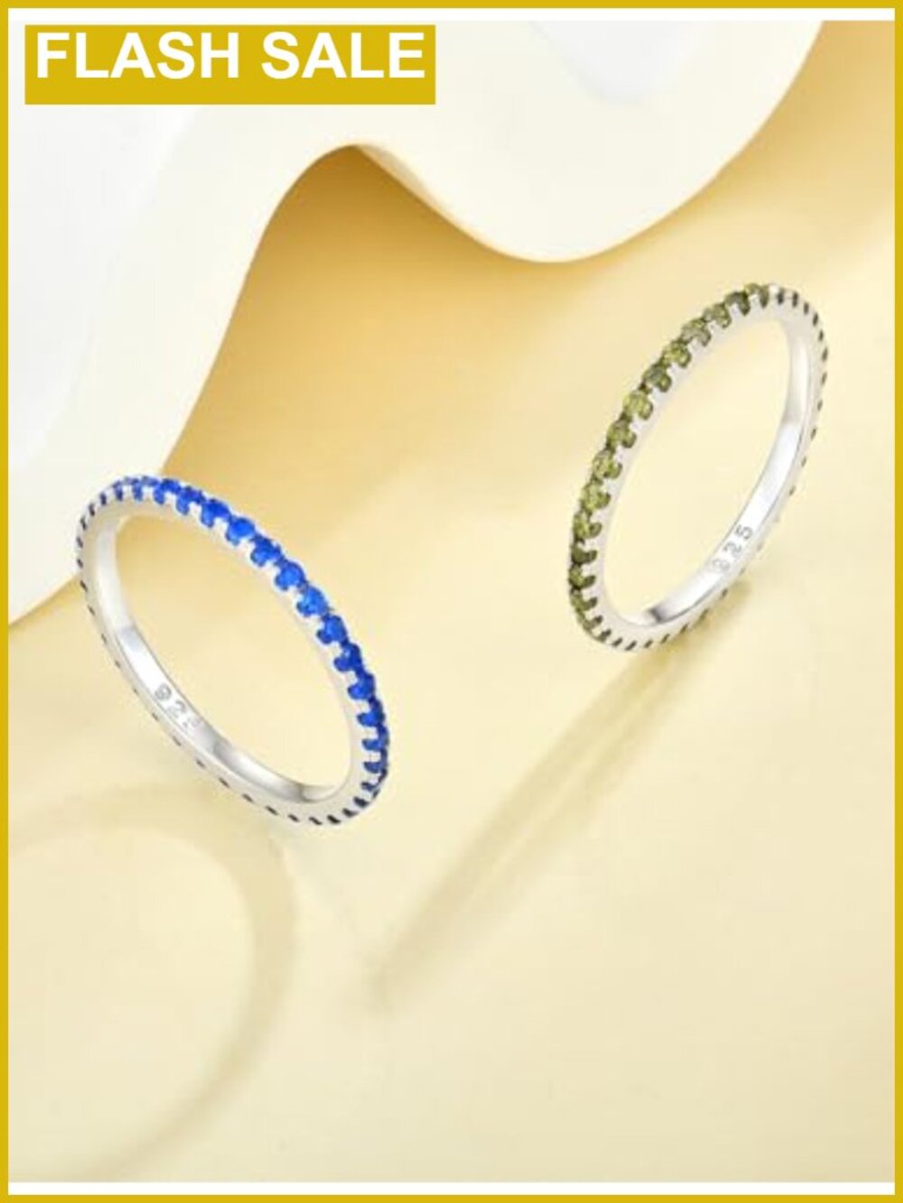 925 Sterling Silver Stackable Ring Created Aquamarine Eternity Band - Picture 5 of 6